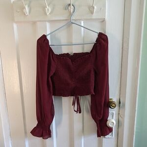 Puff sleeve red top